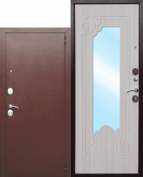 -металлическая-дверь-с-зеркалом-Ампир-Белый-ясень